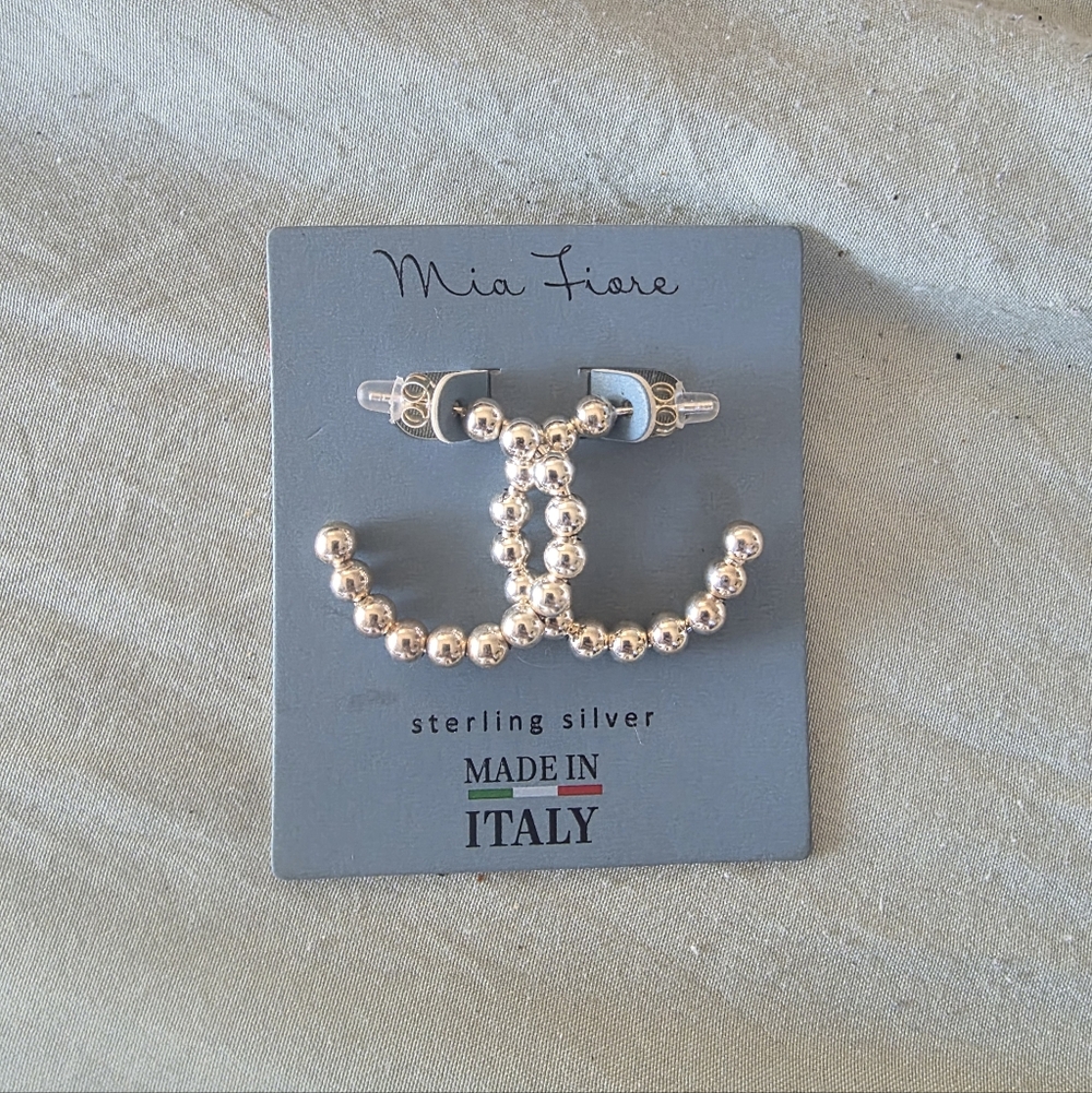 MIA FIORE STERLING SILVER BEADED HOOPS